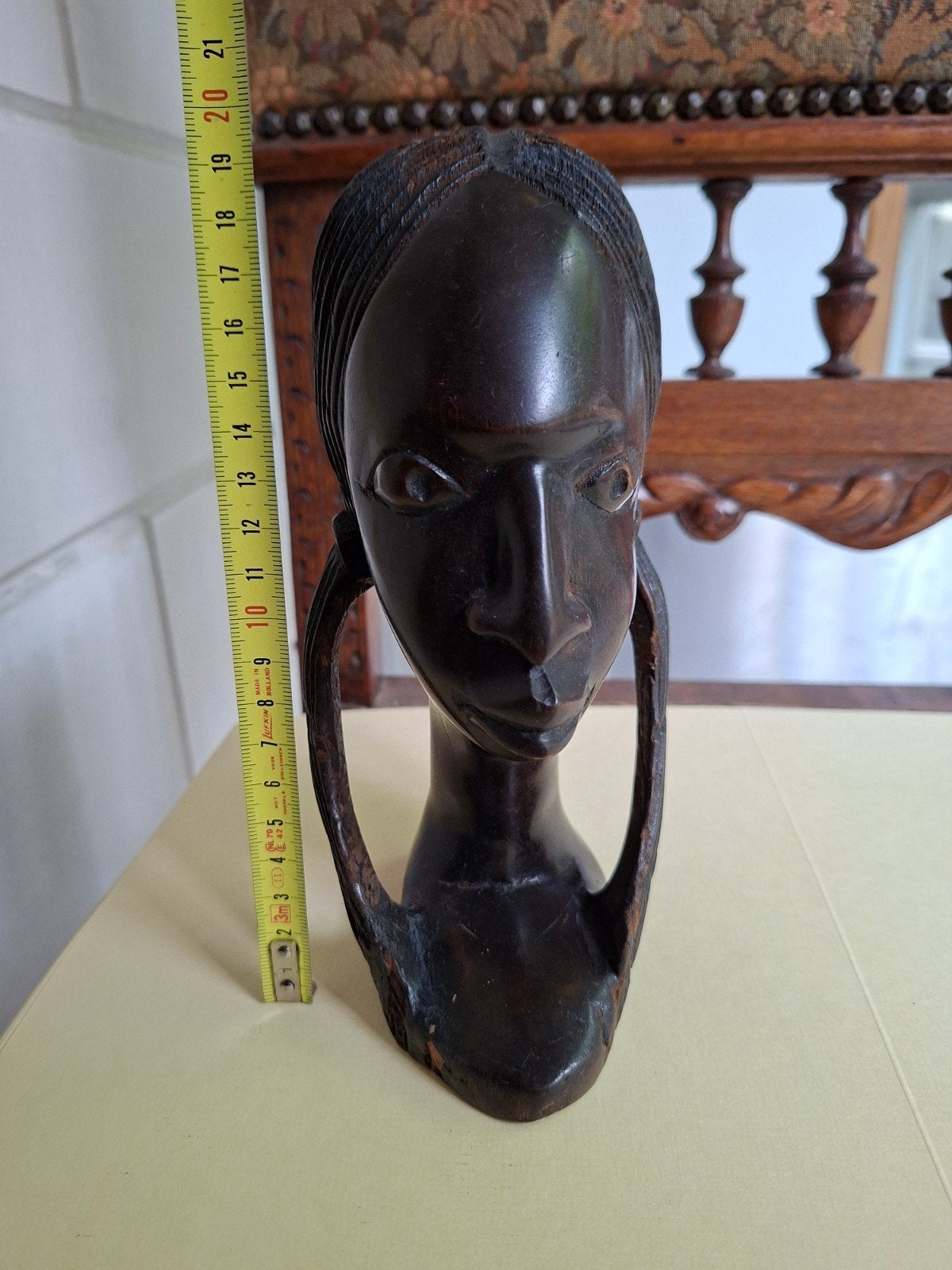 Vintage Afrikaans houten buste - handgesneden, Buste, Ophalen of Verzenden, Handgemaakt, 20 - 50 cm