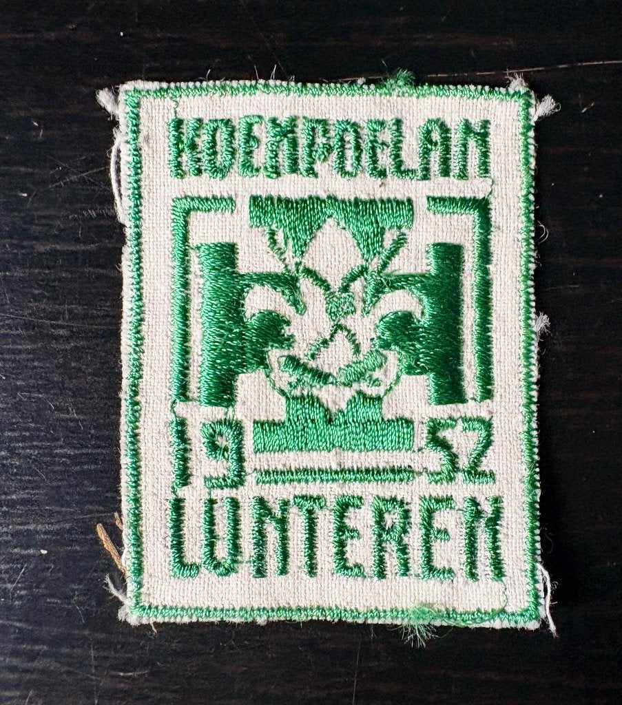 1952 Scouting Koempoelan Lunteren Badge, Ophalen of Verzenden, Gebruikt, Embleem, Speld of Insigne