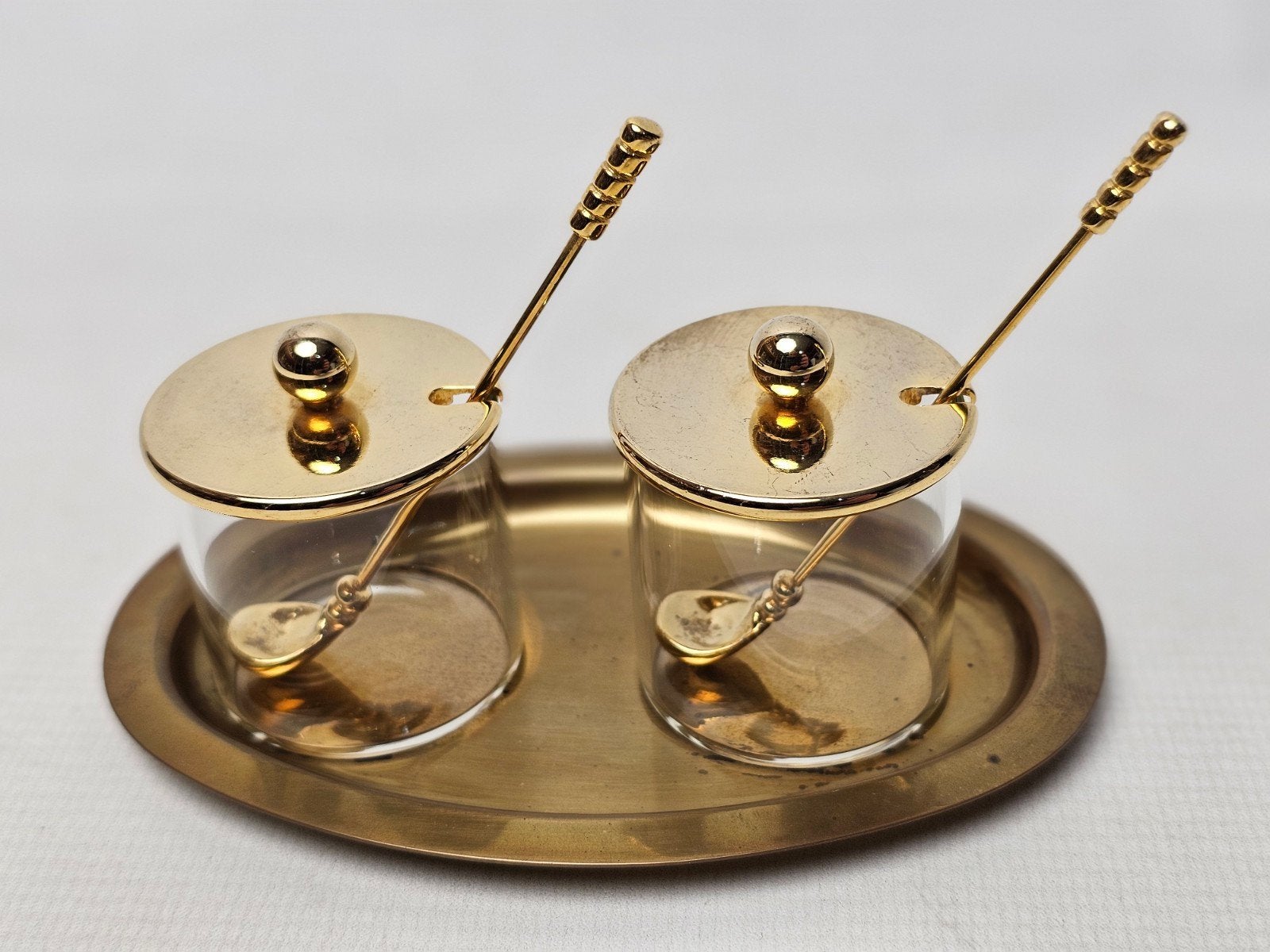 # Vintage Siegl Mosterdpotjes met 24K Vergulding, Duitsland, Ophalen of Verzenden