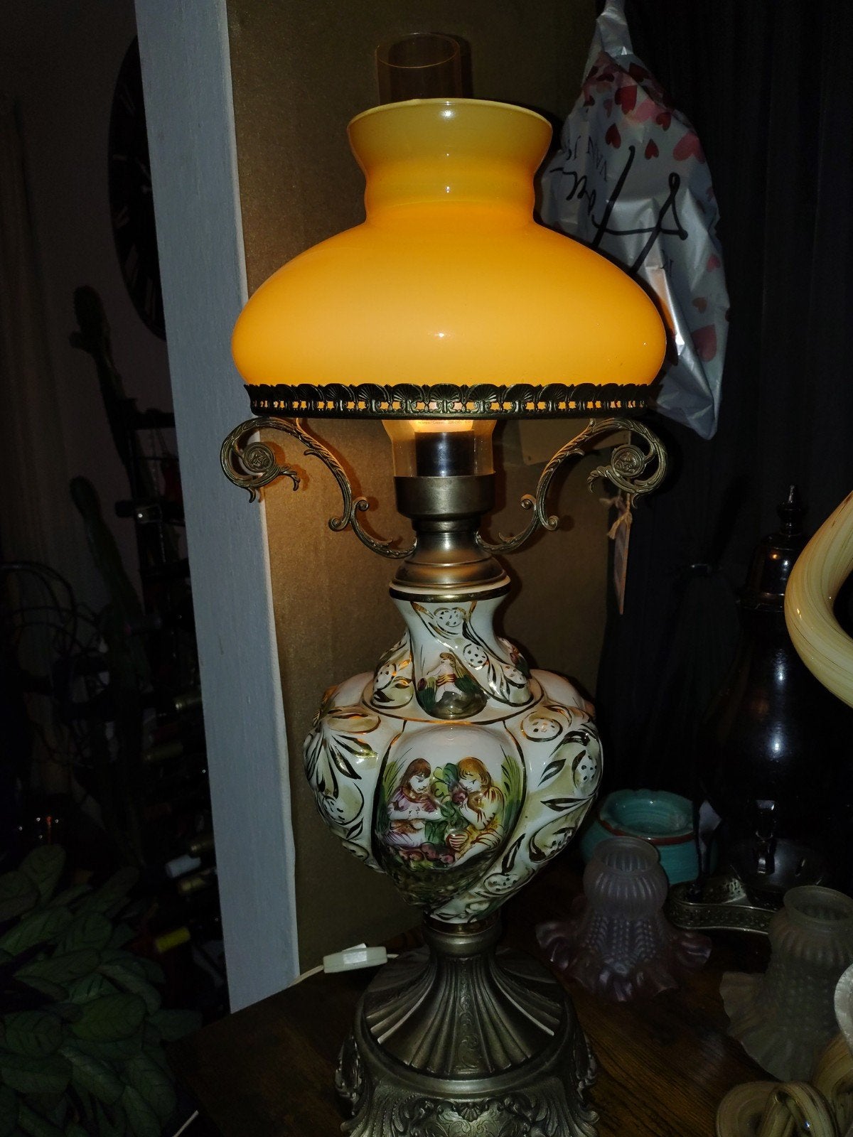 Vintage Italiaanse Capodimonte Tafellamp - Barokstijl, Antiek en Kunst, Ophalen of Verzenden