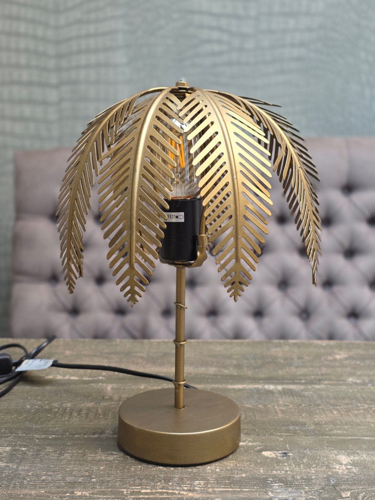 Gouden Palmblad Tafellamp, Ophalen, Zo goed als nieuw, Metaal