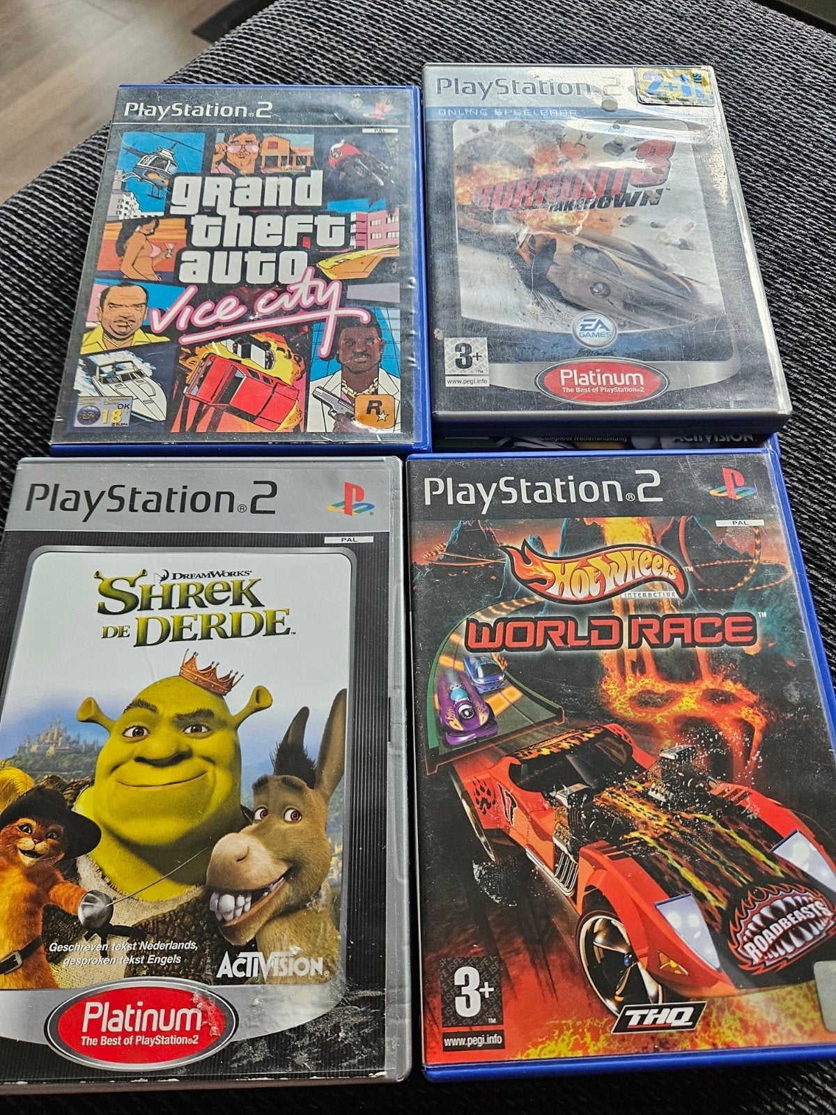 PS2 Games: GTA Vice City, Burnout 3, Shrek 3, Hot Wheels, Ophalen, Gebruikt, Overige genres, Eén computer