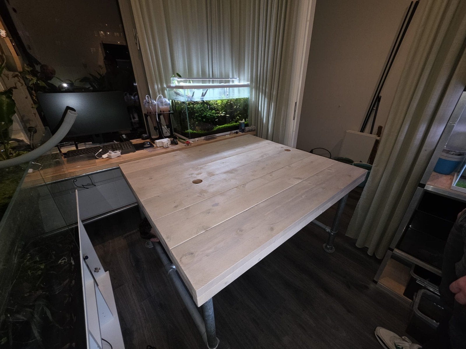 Bureau van steigerhout en steigerbuizen, Industrieel, Ophalen, Gebruikt, Metaal