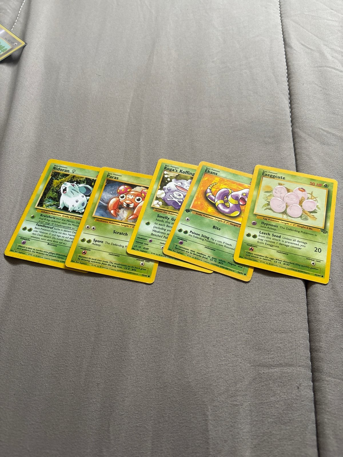 Pokémon kaarten set - Nidoran, Paras, Koffing, Ekans, Exeggc, Ophalen of Verzenden, Gebruikt, Meerdere kaarten