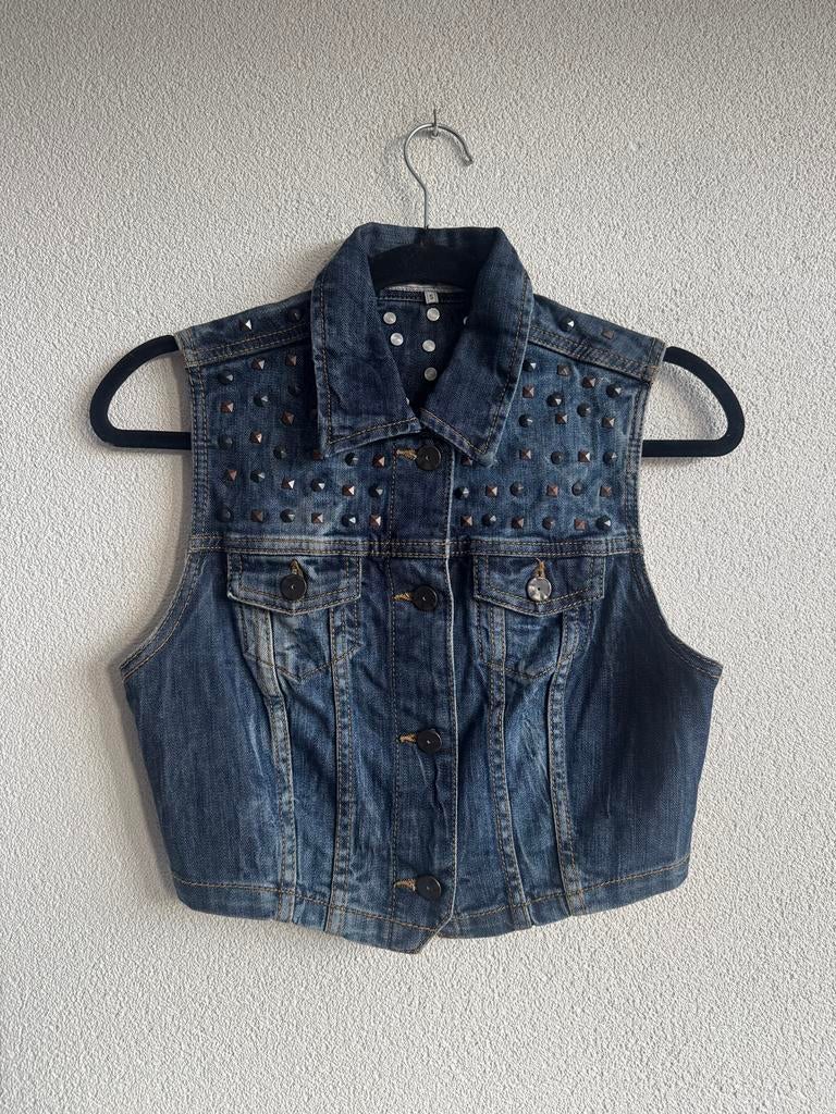 Vintage Y2K donker blauw denim gilet met studs, Vintage, Blauw, Vintage, Vintage