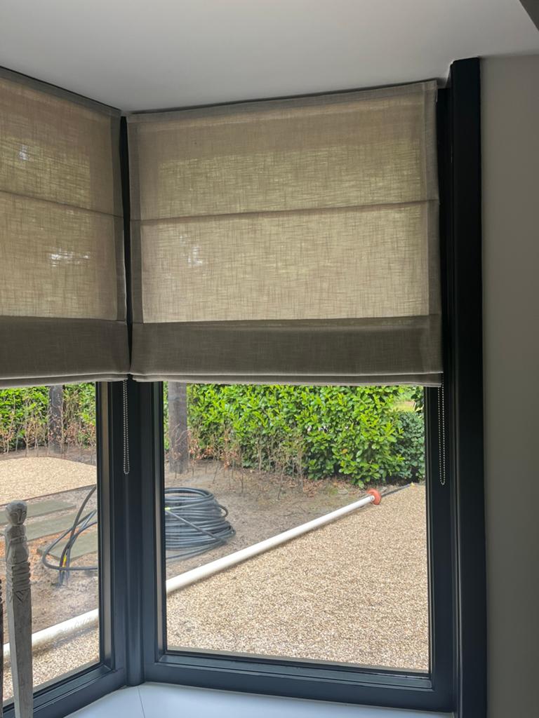 Vouwgordijn nieuw stof beige linnen look, Huis en Inrichting, Ophalen, Linnen look, Beige, Nieuw