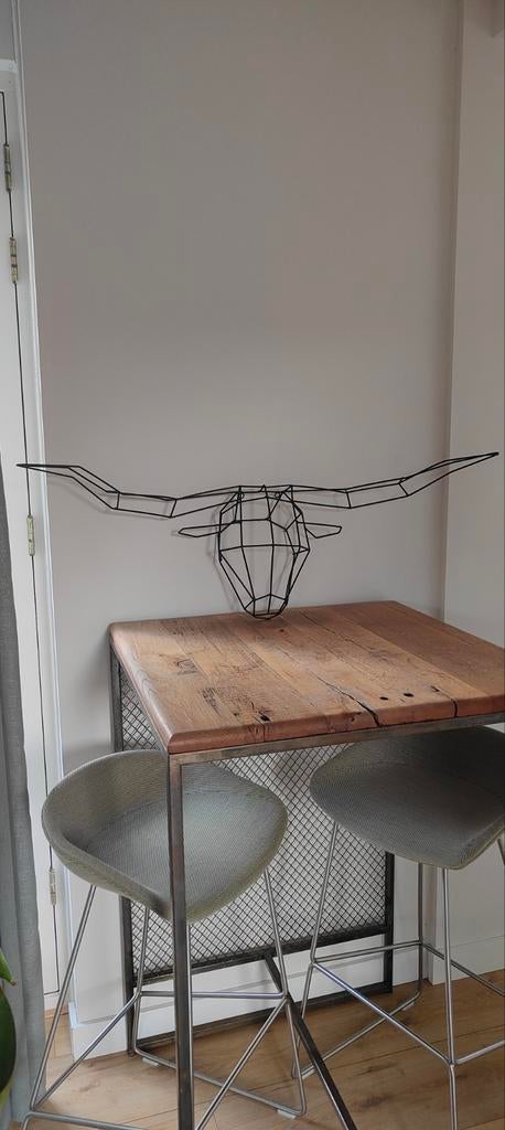 Wand - muurdecoratie geometrische stier / longhorn sculpture, Ophalen of Verzenden