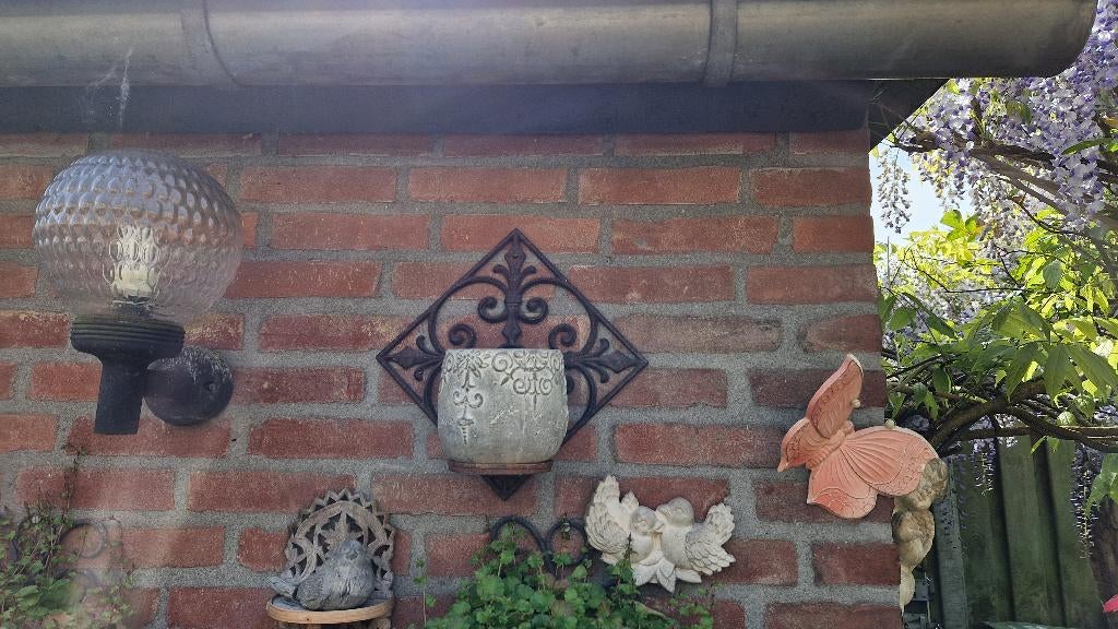 gietijzeren wanddecoratie voor bloempot, Ophalen of Verzenden, Gebruikt