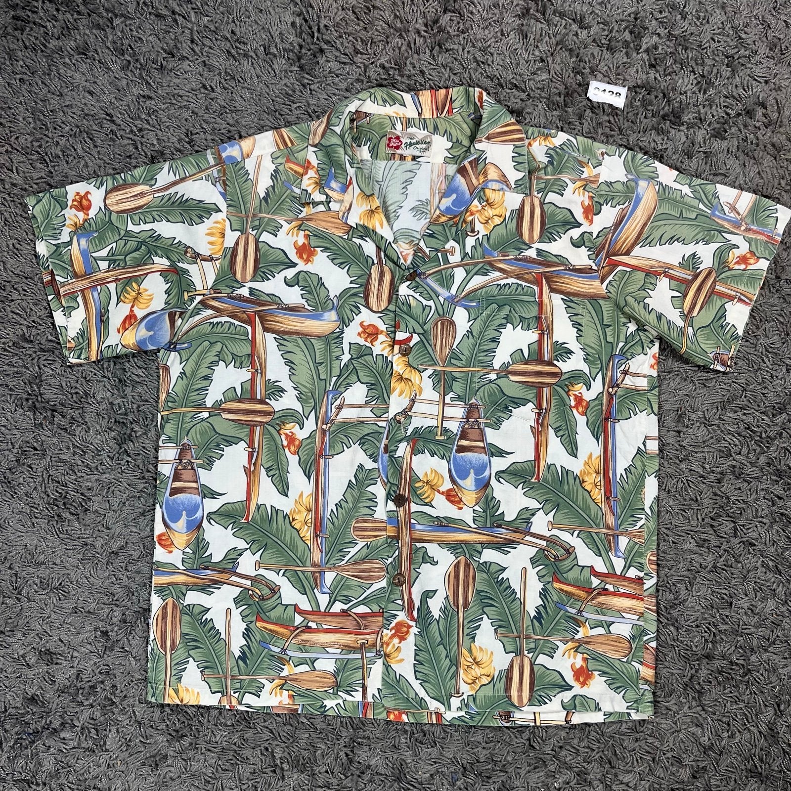 Hilo Hattie Multi Tropical Print Hawaiian Shirt Small Casual, Ophalen of Verzenden, Gedragen, Blauw, Hawaii