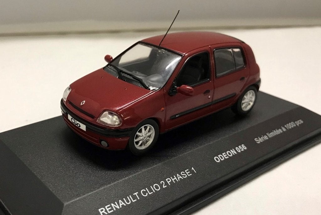 Odeon 1:43 Renault Clio II Phase 1 donkerrood metallic, Overige merken, -, Nieuw, Ophalen of Verzenden