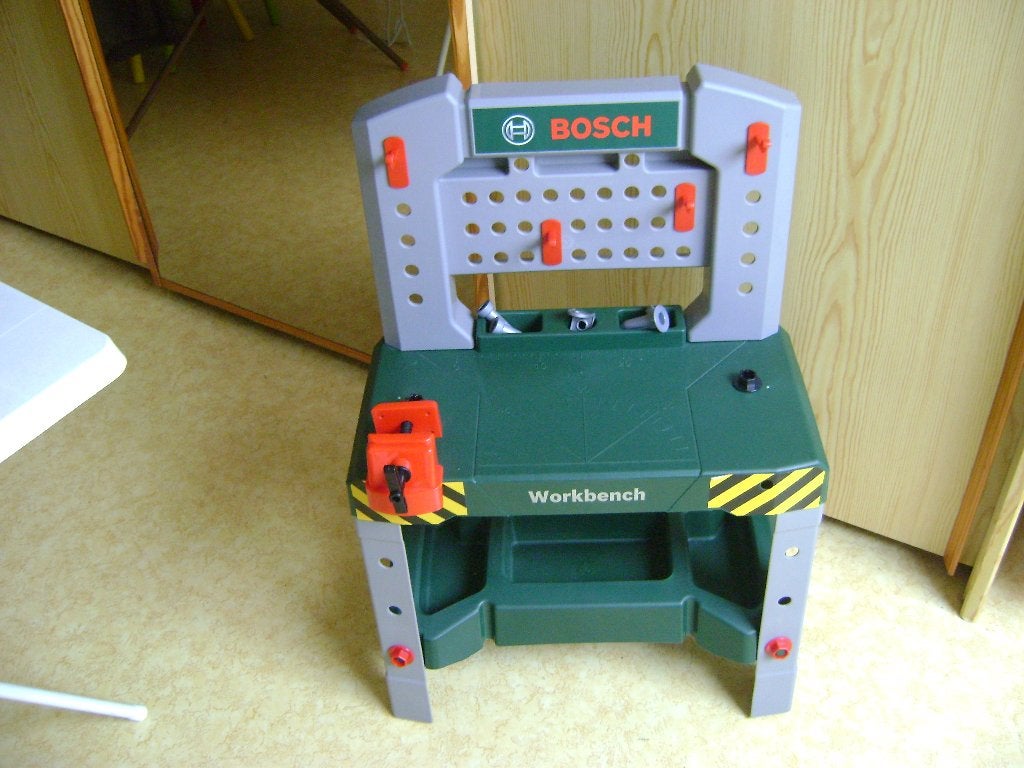 bosch werkbank met bankschroef onder 3 opbergvakk 52lx74hx27, Ophalen, Zo goed als nieuw, Bouwen