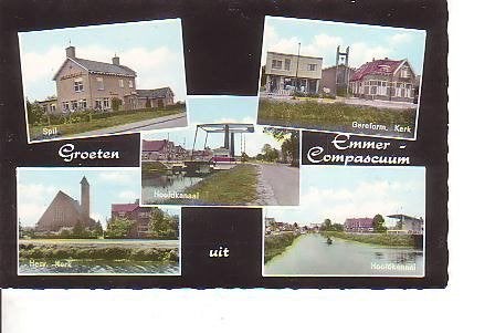 Ansichtkaart 	Emmer-Compascuum	5-luik, Verzamelen, Ansichtkaarten | Nederland, Verzenden, 1960 tot 1980, Ongelopen, Drenthe