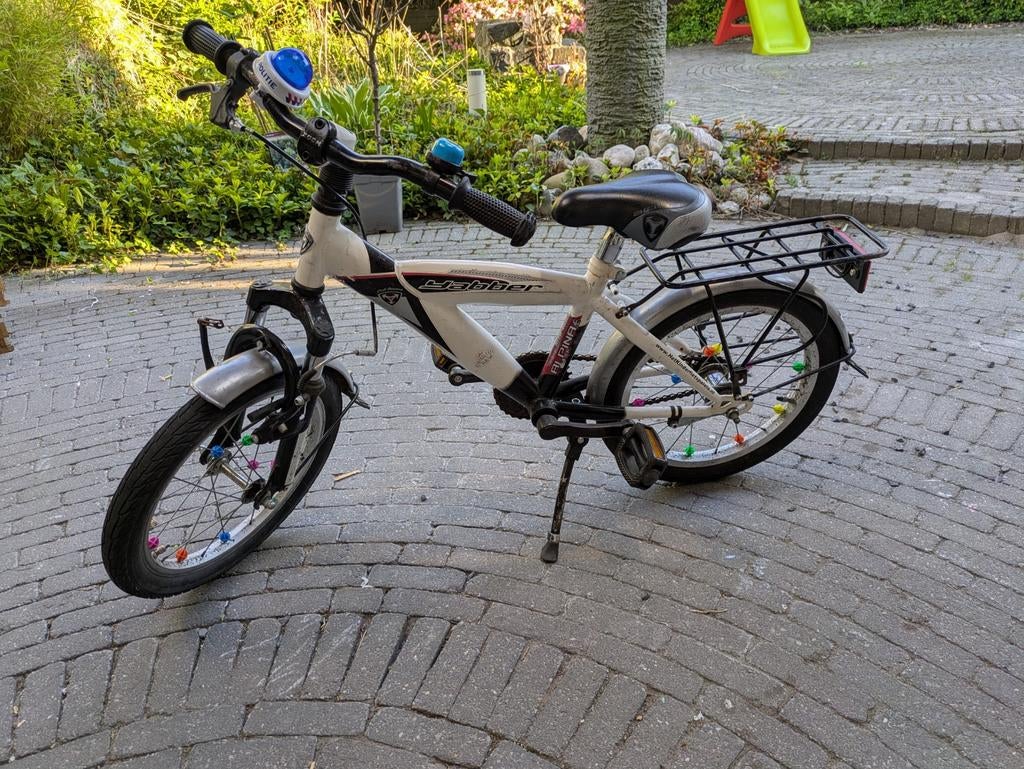 Kinderfiets 16 inch met bagagedrager en standaard, Ophalen of Verzenden, Gebruikt, 16 tot 20 inch