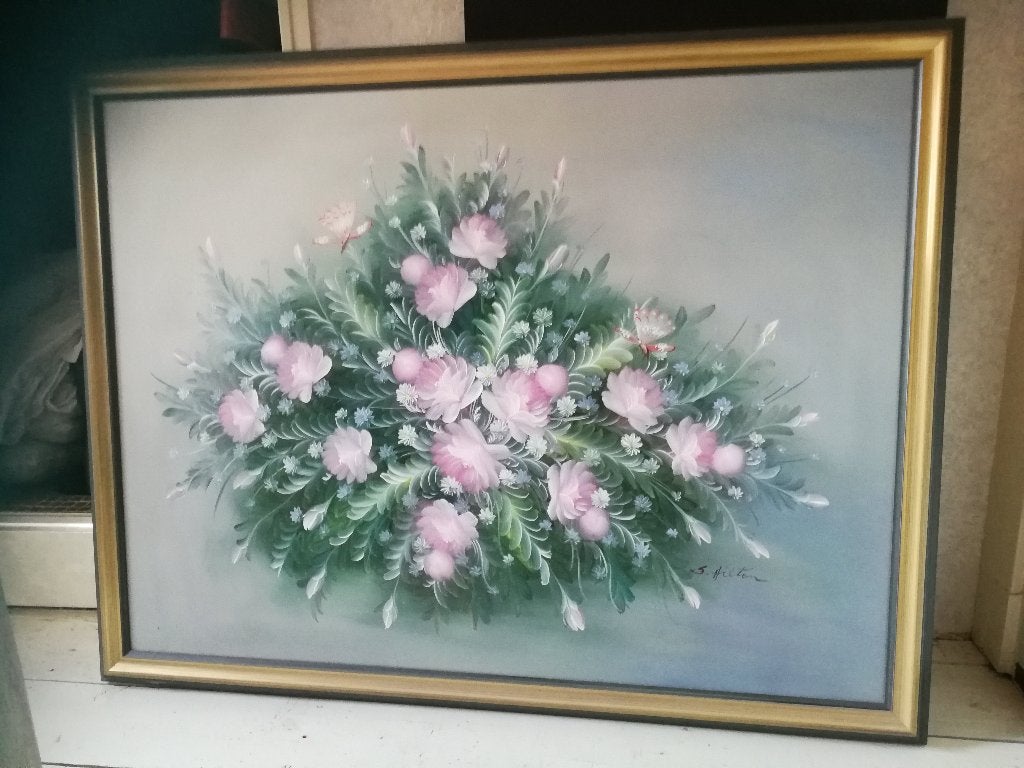 Schilderij van S.Hilton, Overige stijlen, Doek, Bijzondere lijst, Overige technieken