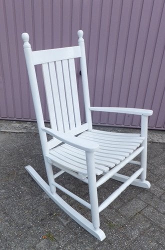 Witte, houten schommelstoel, Huis en Inrichting, Stoelen, Ophalen, Gebruikt, Wit, Hout