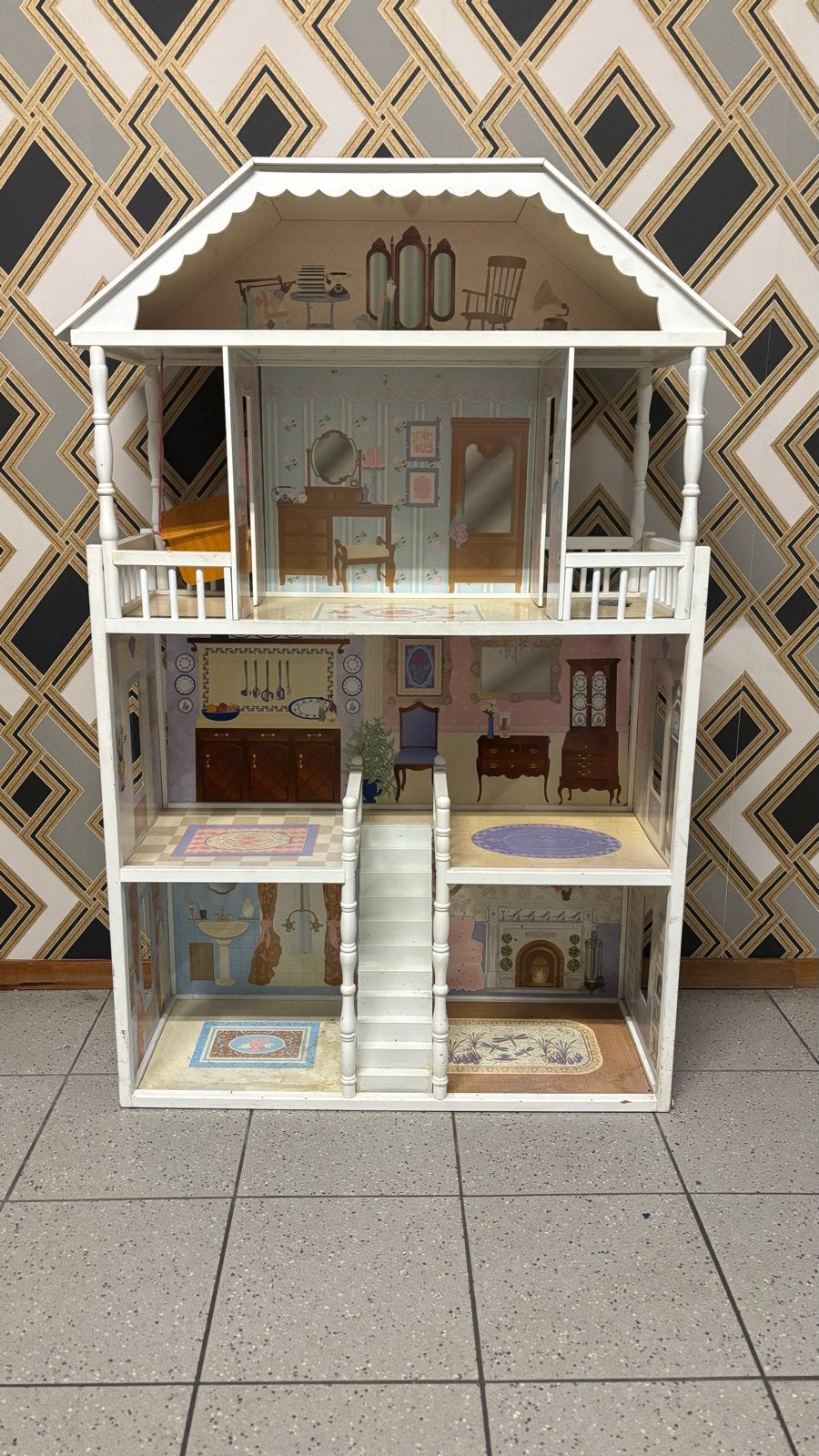 Groot Houten Poppenhuis  (130 cm), Ophalen, Gebruikt, Poppenhuis