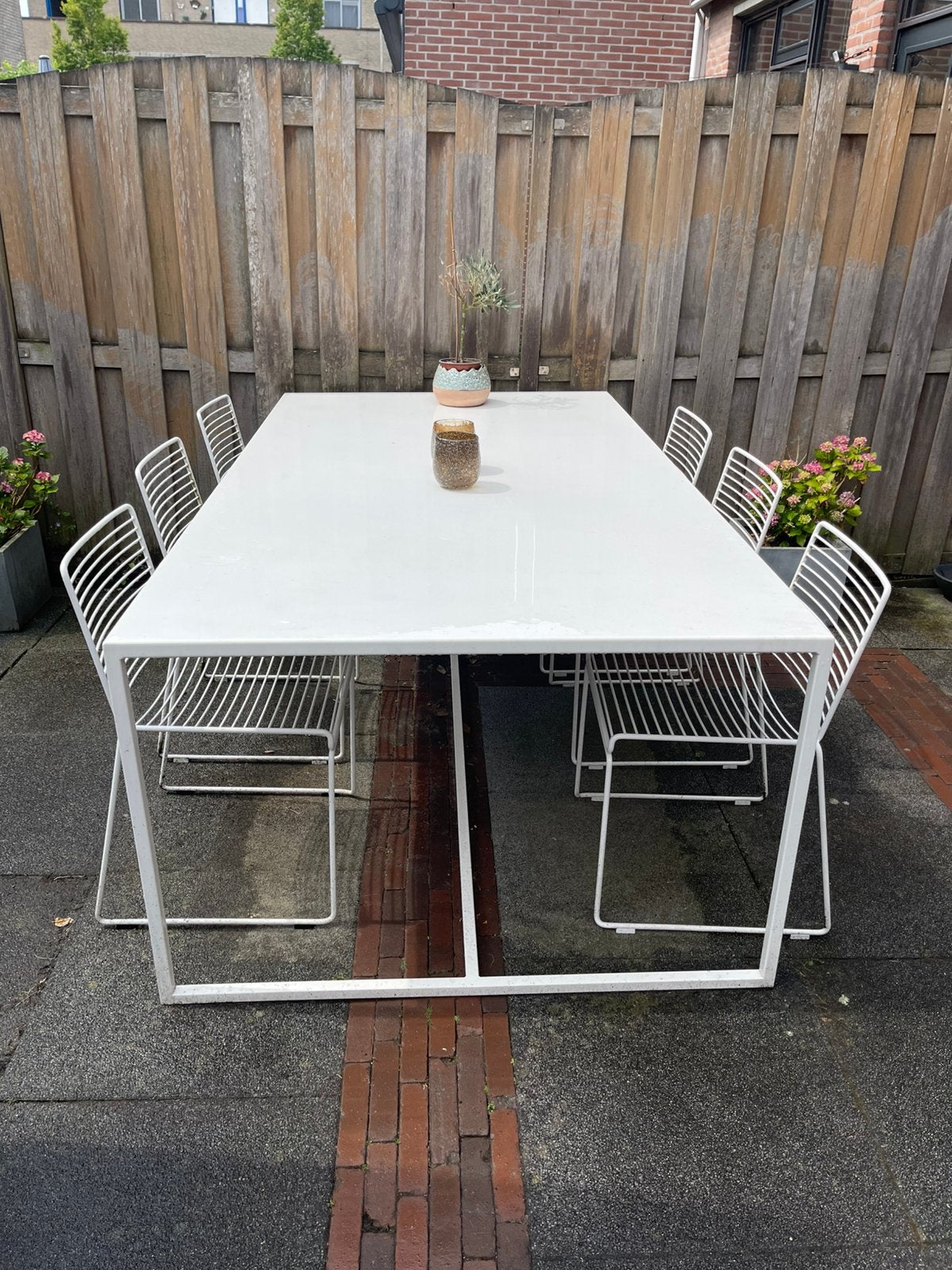 Mooie en in zgst tuinset met Hay Hee dining stoelen, Tuin en Terras, Tuinsets en Loungesets, Ophalen, Overige materialen, Gebruikt