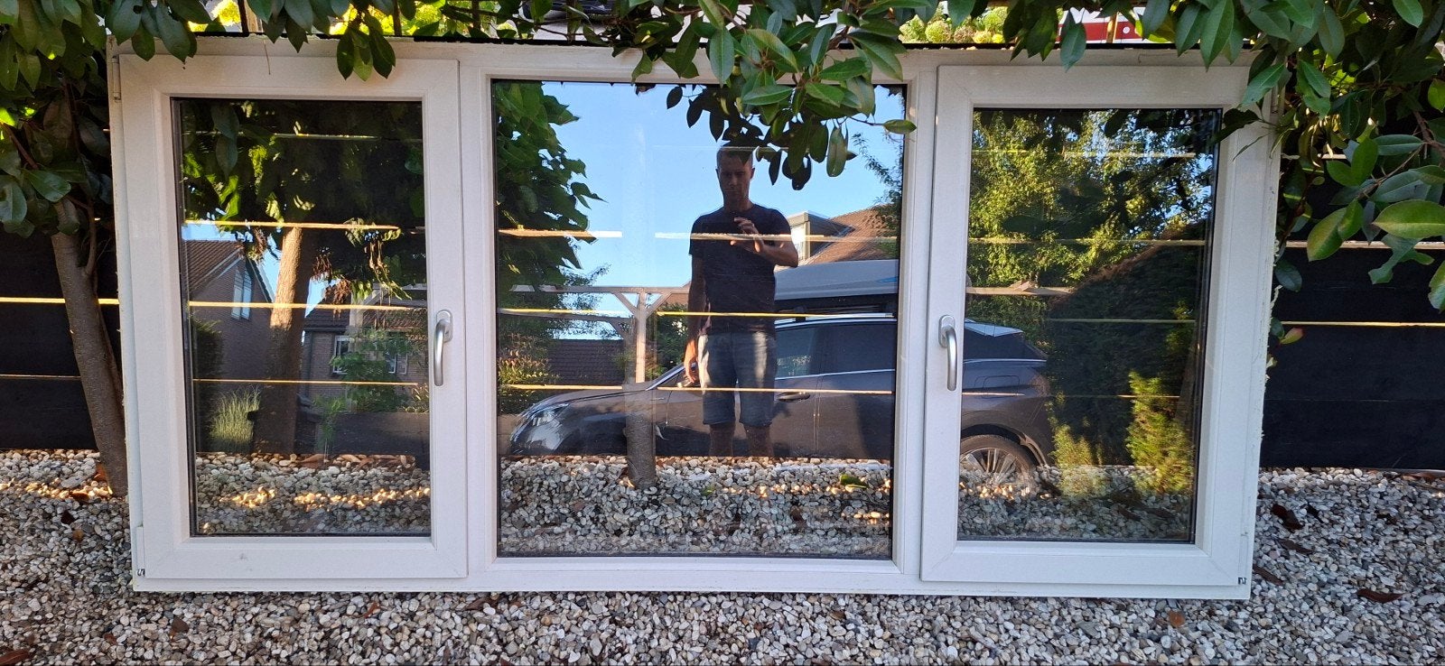 Kunststof kozijn met dubbelglas en hor, Doe-het-zelf en Verbouw, Kozijnen en Schuifpuien, Ophalen, Kunststof, Gebruikt, Raamkozijn