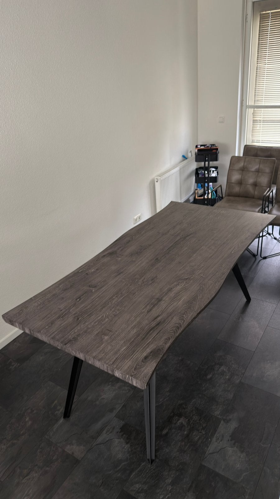 Eettafel antraciet houtlook – 180x90x76 cm, Ophalen, 50 tot 100 cm, Zo goed als nieuw, 150 tot 200 cm