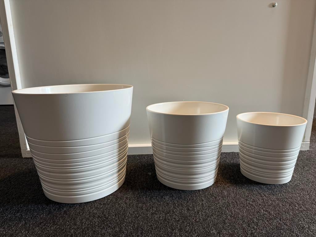 Ikea plantenpotten 3 stuks, Tuin en Terras, Bloempotten, Gebruikt, Rond, Binnen, Minder dan 40 cm