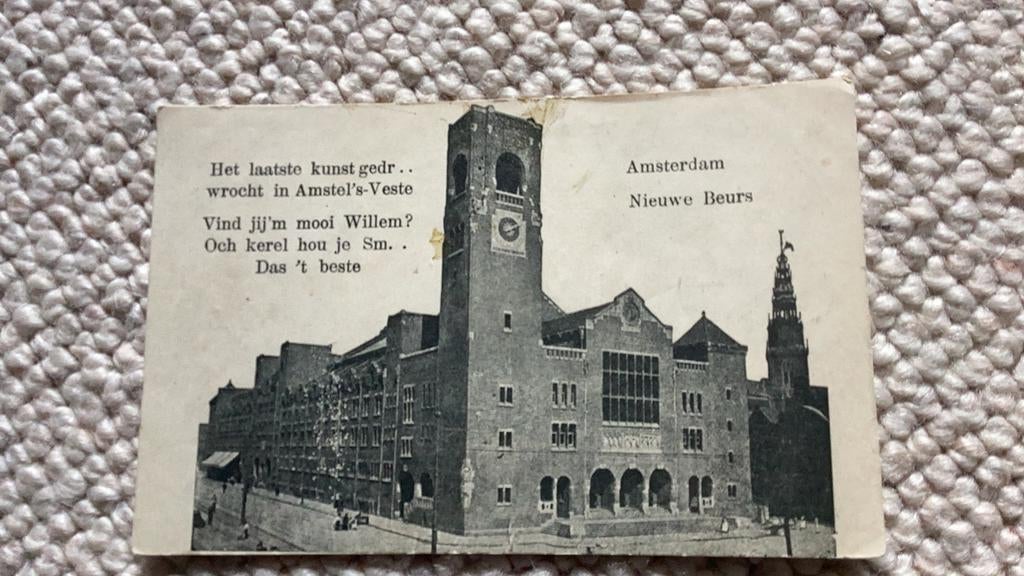 Ansichtkaart Amsterdam Nieuwe Beurs met tekst begin 1900 935, Ophalen of Verzenden, Voor 1920, Ongelopen, Noord-Holland