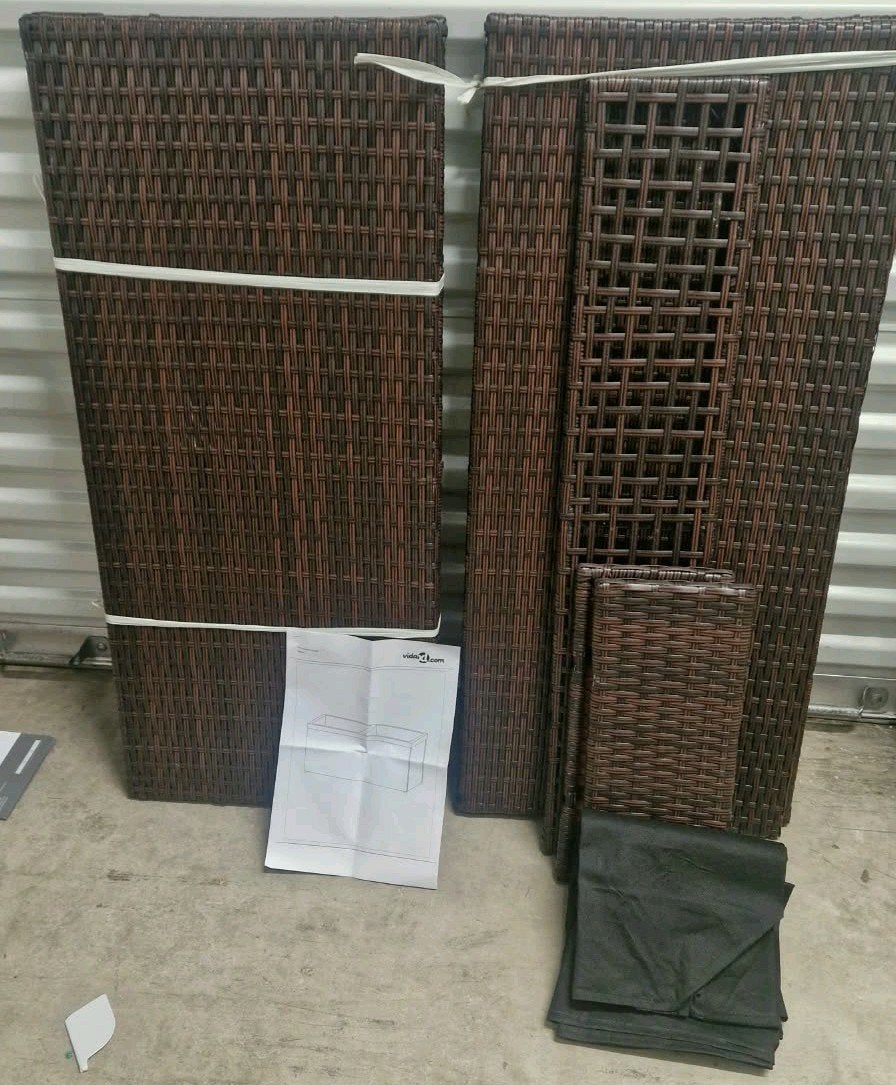 2x vidaXL Plantenbakken Bruin Poly Rattan, Tuin en Terras, Overige materialen, 100 cm of meer, Nieuw, Ophalen of Verzenden