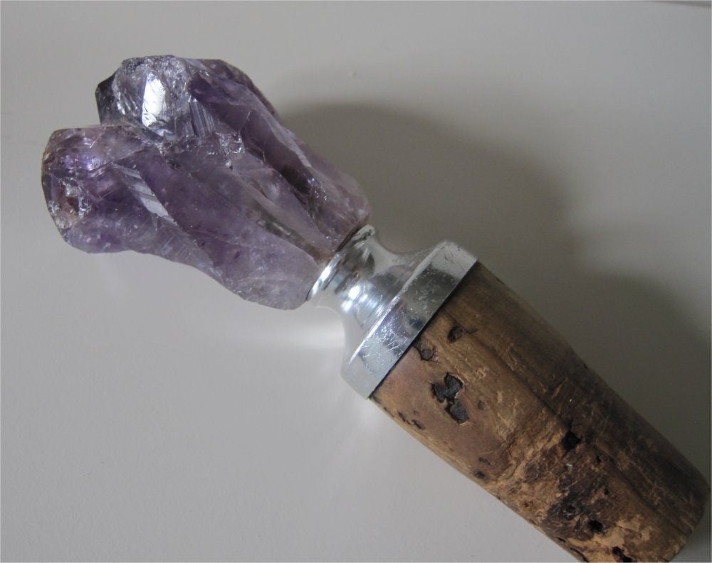 Fraaie flessenstop met edelsteen - amethyst, Ophalen of Verzenden