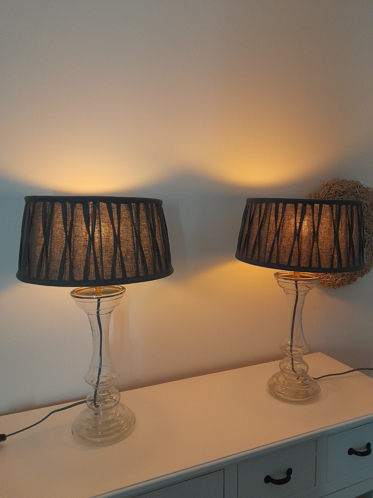 2 cannes lampen met Cambridge lampenkappen riviera maison, Ophalen, Riviera Maison