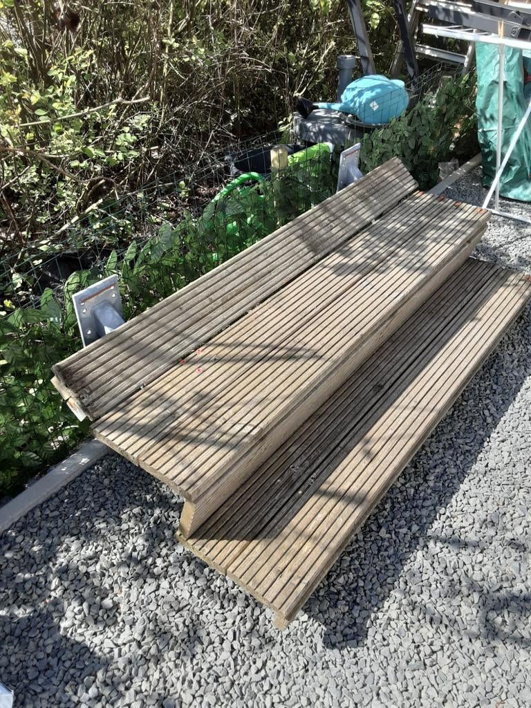 Houten vlonder trapje met twee treden, Ophalen, Gebruikt, Hout