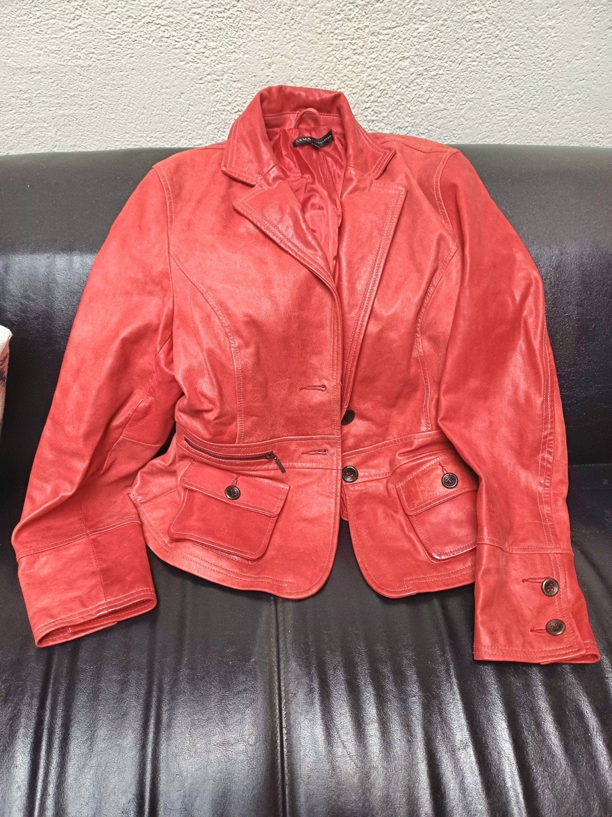 kort rood leren jasje maat 42 40, Arma, Ophalen of Verzenden, Rood