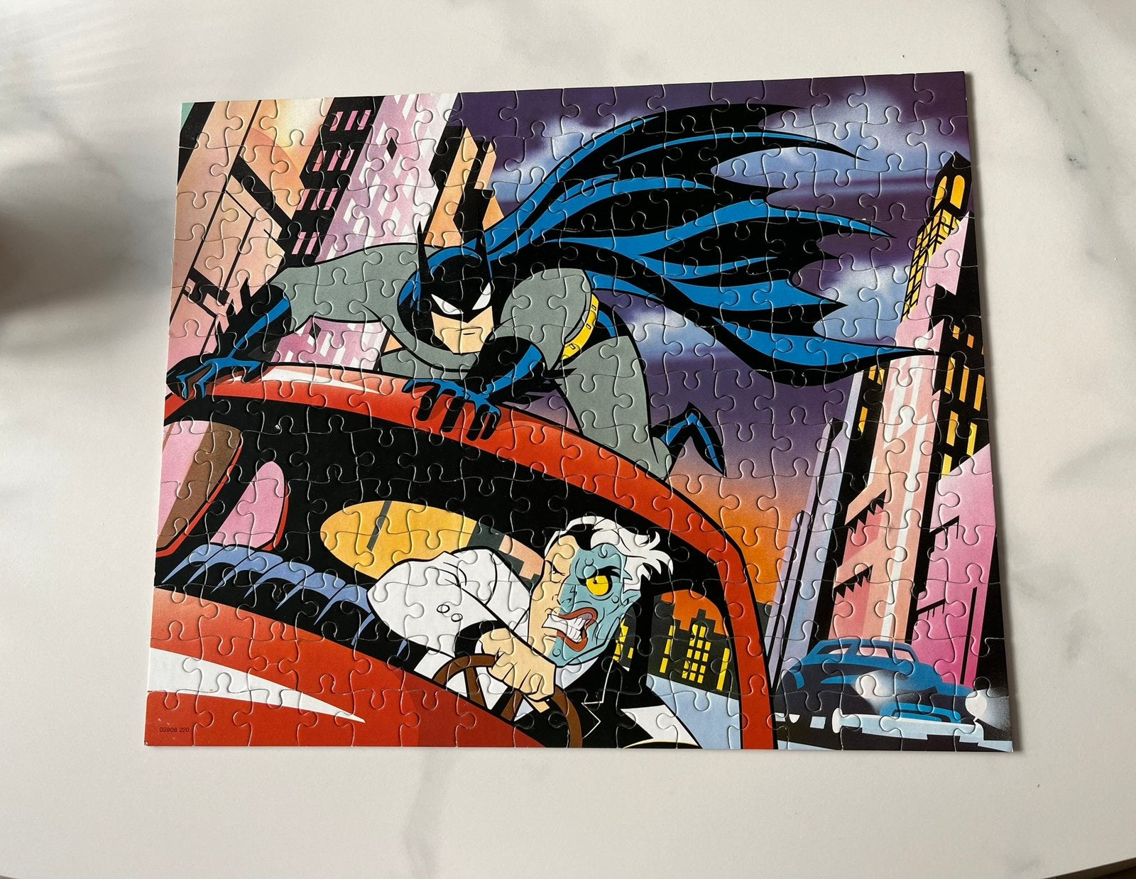 Vintage MB Batman puzzel (. 1993-200 stukjes) 100 % compleet, Ophalen of Verzenden, Gebruikt