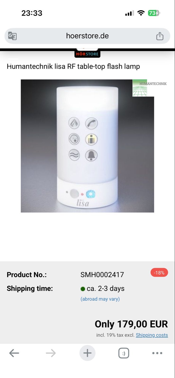 Humantechnik Lisa RF flitslamp ontvanger met accu, Ophalen of Verzenden, Zo goed als nieuw