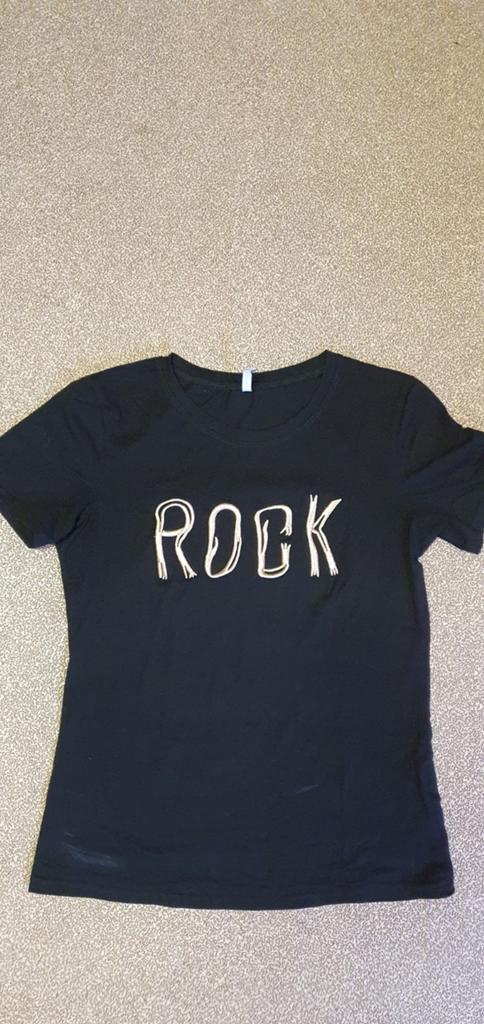Zwart basic T-shirt met goudkleurige tekst, maat 38, M, Kleding | Dames, T-shirts, Maat 38/40 (M), Zwart, Ophalen of Verzenden