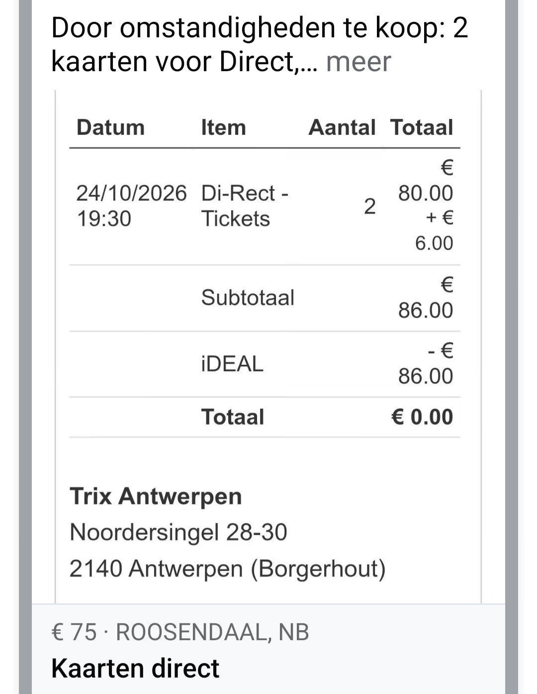 Tickets DIRECT, Twee personen, Oktober