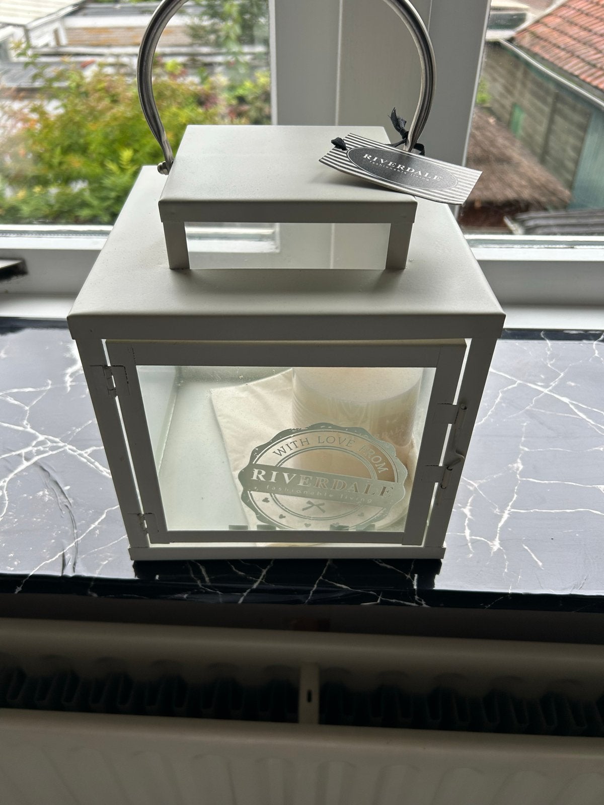 Riverdale Lantaarn - Wit Metaal met Glas, Ophalen, Riverdale, Lantaarn, Wit