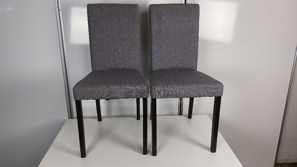 Set van 8 grijze eetkamerstoelen, Huis en Inrichting, Stoelen, Ophalen, Gebruikt, Stof, Grijs
