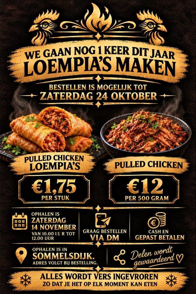 Pulled chicken en pulled chicken loempia's te koop, Ophalen