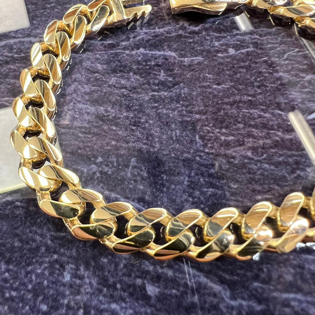 14k gouden armband cuban schakel miami Italy gourmet, Ophalen of Verzenden, Zo goed als nieuw, Goud