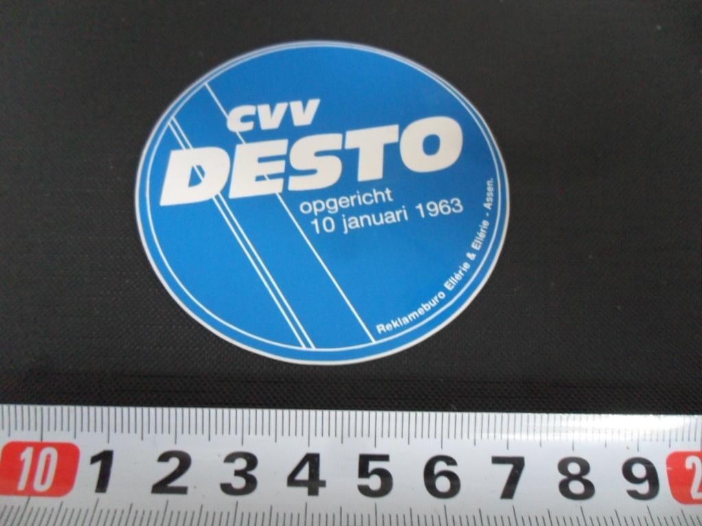 sticker cvv DESTO opgericht 10 januari 1963, Ophalen, Zo goed als nieuw