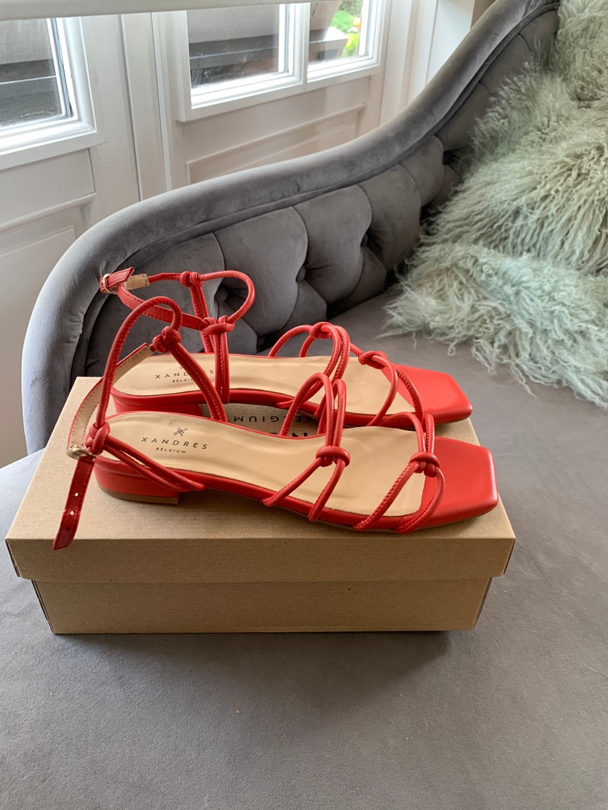 Prachtige rood leren sandalen, Kleding | Dames, Schoenen, Ophalen of Verzenden, Nieuw, Rood, Sandalen of Muiltjes