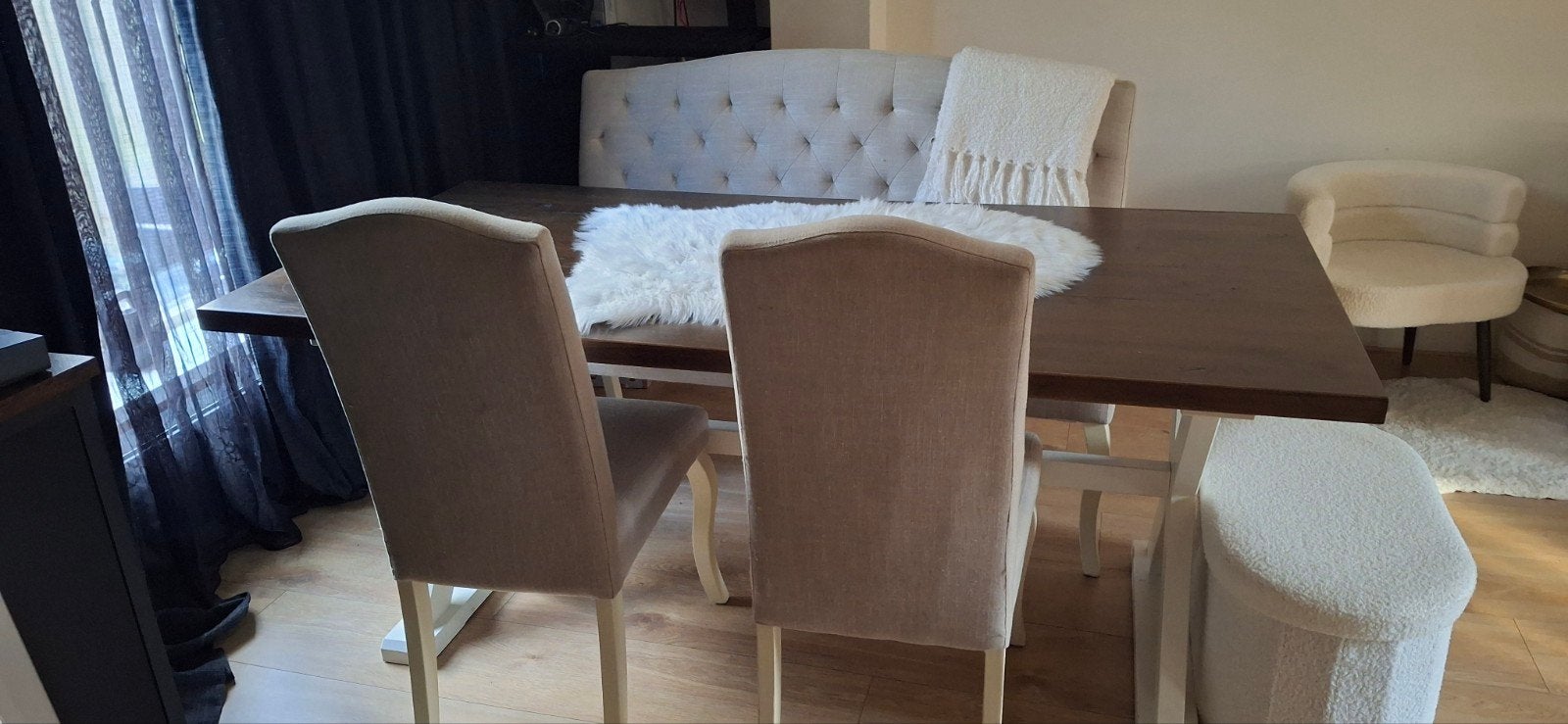 Elegante eettafel met X-poten - Donkerbruin, Gebruikt, Modern landelijk, 150 tot 200 cm, Vier personen