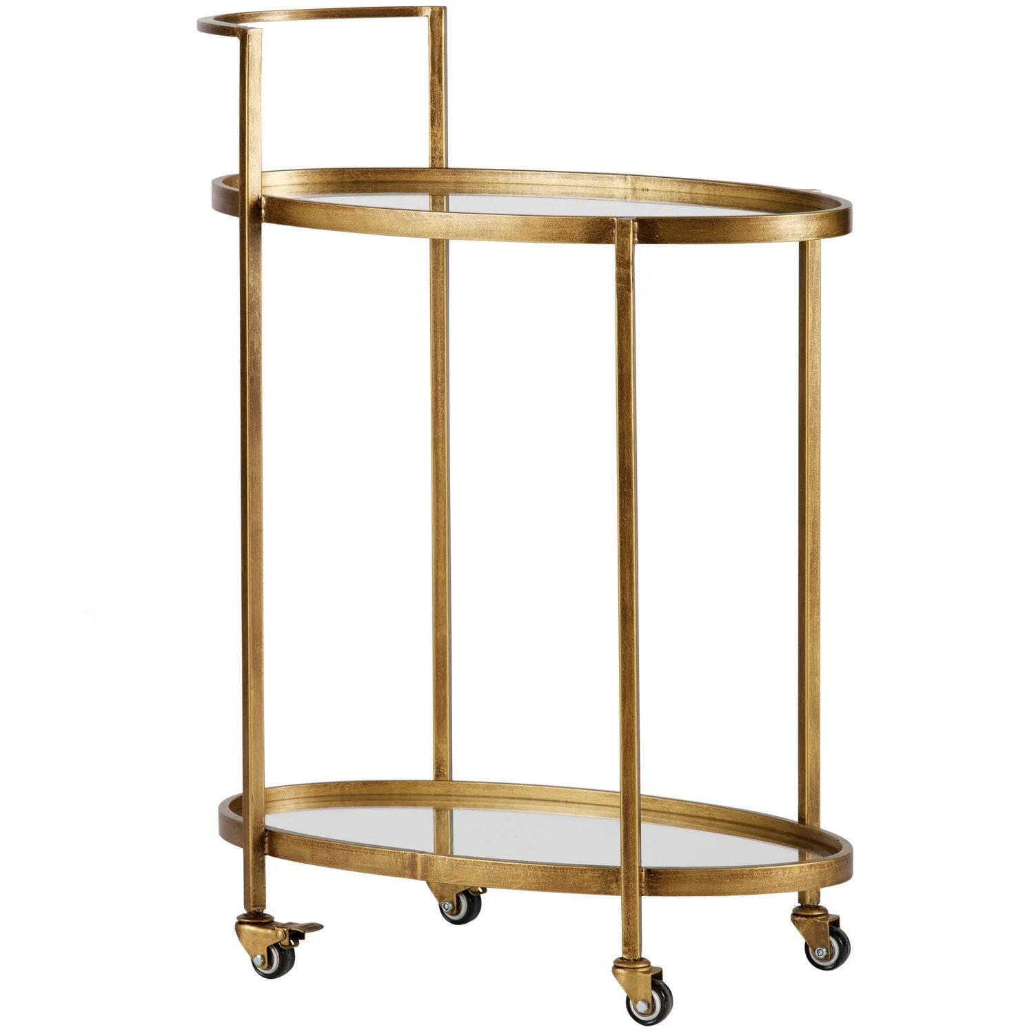 WOOOD - Gouden serveerwagen / trolley met glazen planken, Ophalen, Gebruikt