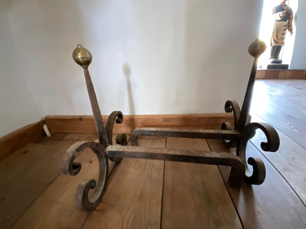 Openhaard steunen, met koperen knoppen, Ophalen of Verzenden, Gebruikt, Inbouwhaard, Houthaard