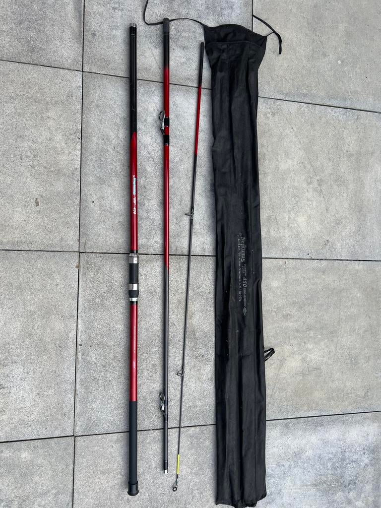 Neptunus Carbon Surf 450 zeehengel - 4.50m, 100-200g, Watersport en Boten, Ophalen of Verzenden, Gebruikt, Werphengel