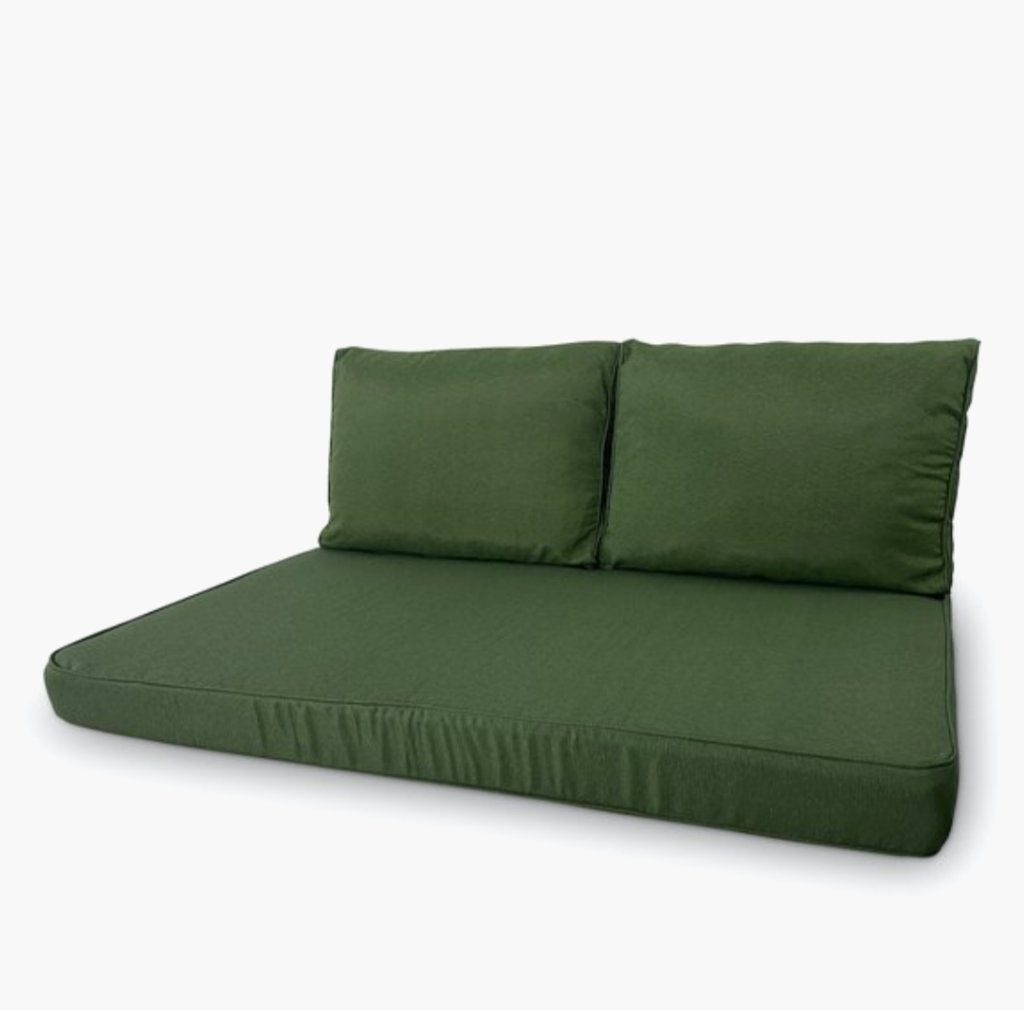 Groene kussens voor palletbank - 1 zit, 2 rug, Tuin en Terras, Tuinmeubel-accessoires, Ophalen, Zo goed als nieuw