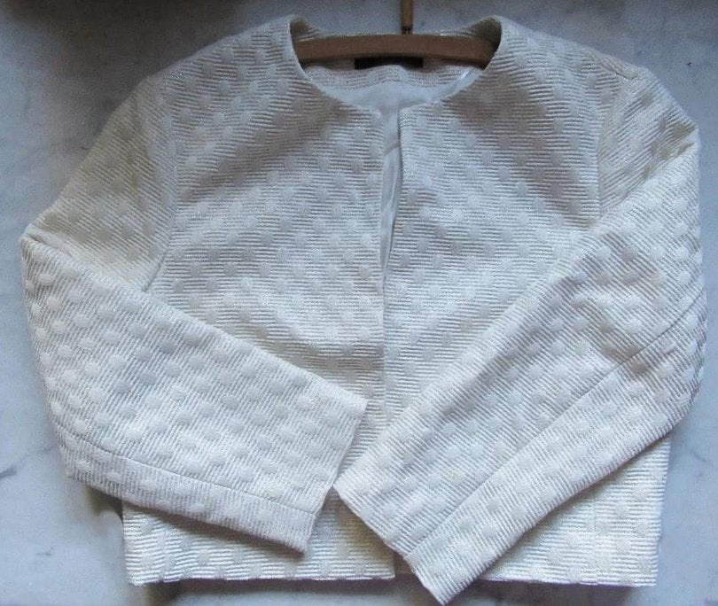 Esprit kort jasje met lurex, maat 40, Wit, Nieuw, Ophalen of Verzenden, Jasje
