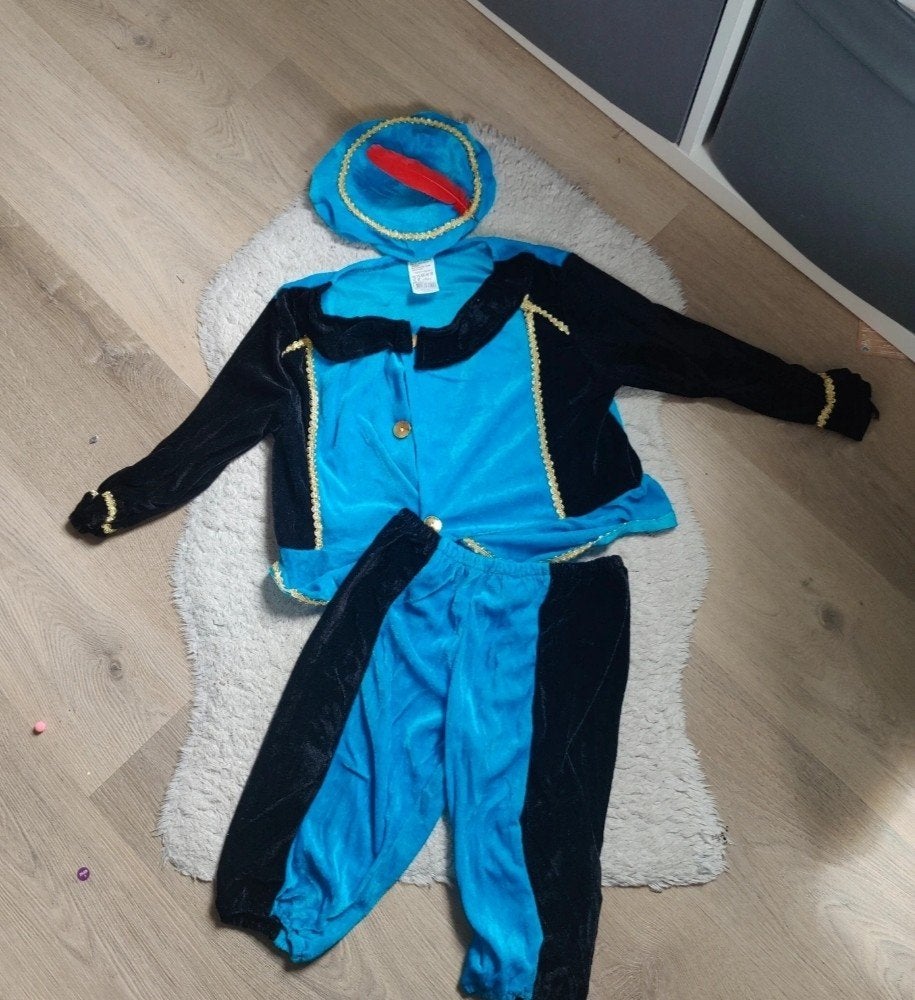 Nieuw Pietenpak 6-8 jaar met blauwe muts, Ophalen of Verzenden