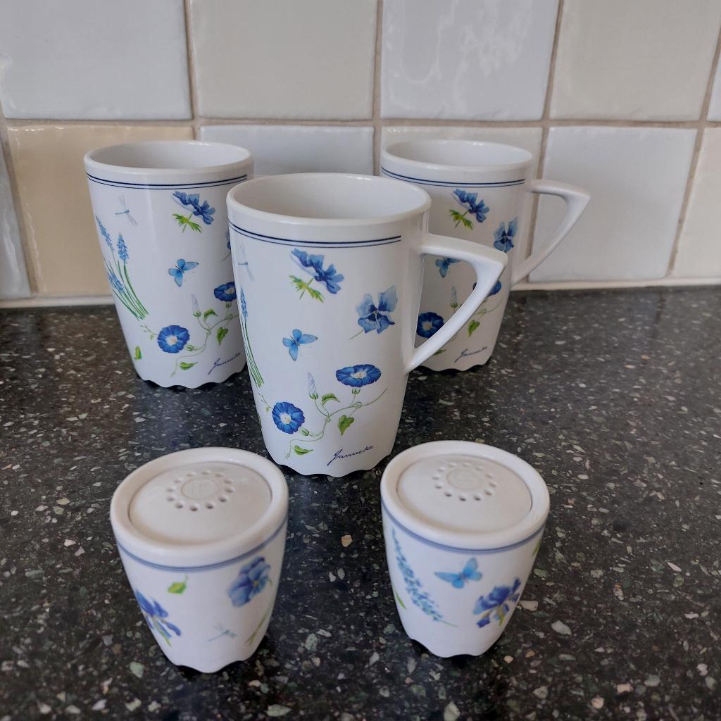 Janneke Brinkman melamine bekers en zout/peper setje, Overige materialen, Ophalen of Verzenden, Zo goed als nieuw, Overige stijlen