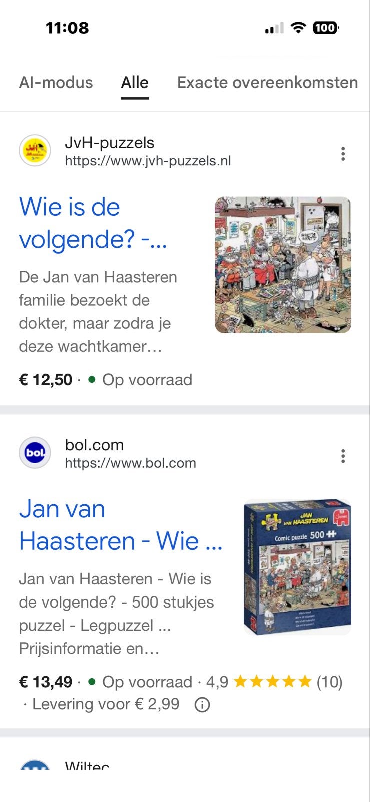 Jan van Haasteren Comic Puzzel 500 stukjes - Who's Next?, Ophalen of Verzenden, 500 t/m 1500 stukjes, Zo goed als nieuw, Legpuzzel