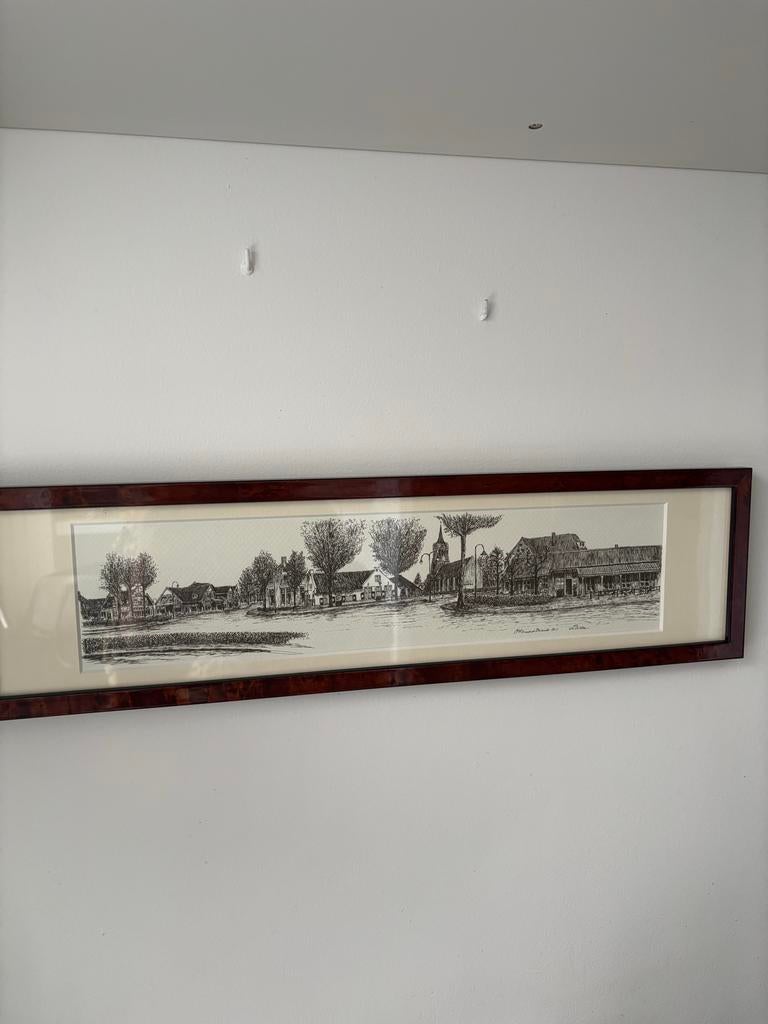 Ingelijste pentekening Laren van Reinoud Brandt (2011), Antiek en Kunst, Ophalen of Verzenden